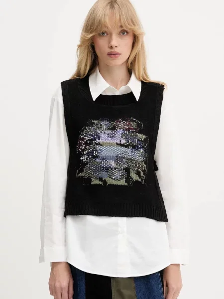 Pulover Desigual clasic alb
