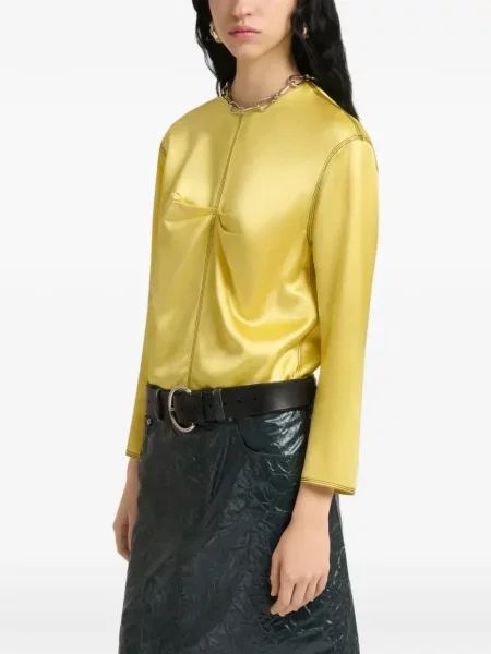 Top Marni din satin galben