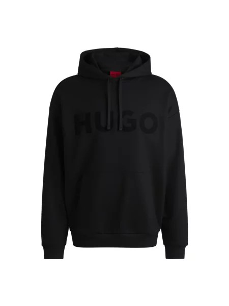 HUGO bluza z kapturem z nadrukiem czarny