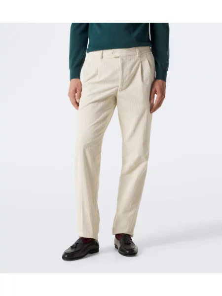 Pantaloni Rubinacci de catifea cord alb