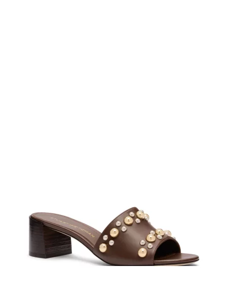 Klapki Stuart Weitzman skórzane brązowe