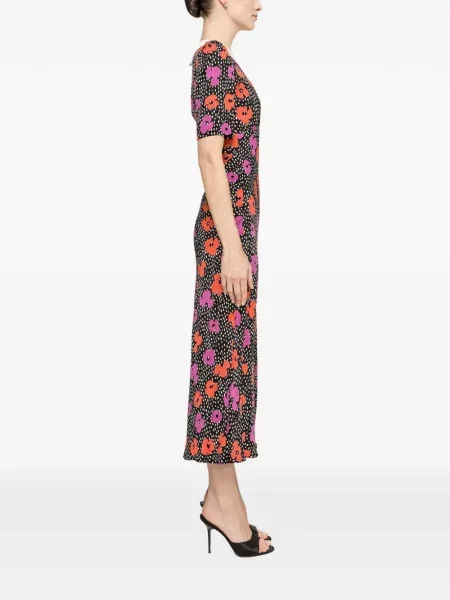 Rochie midi Nissa cu model floral cu imagine negru