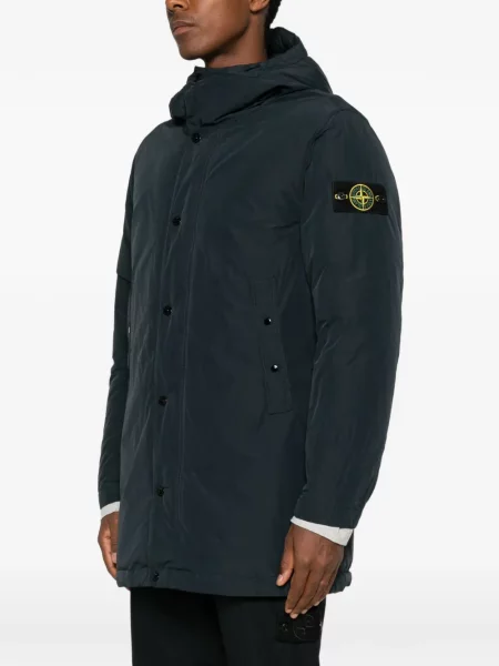 Geacă Stone Island cu glugă cu strasuri albastru
