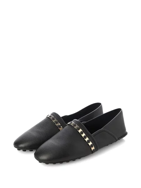 Balerini Ferragamo din piele cu bretele negru
