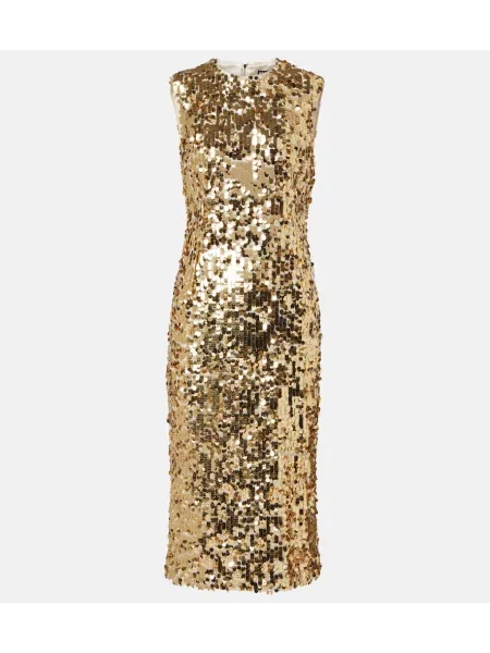 Sukienka midi Dolce&gabbana do kolan garniturowa złota