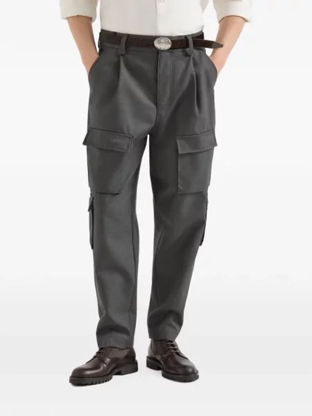 Pantaloni cargo Brunello Cucinelli de lână gri