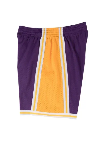 Mitchell & Ness Športové nohavice Los Angeles Lakers žltá / tmavofialová biela