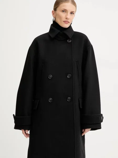 Płaszcz o kroju regular fit z mieszanki wełny model ‘CISABEL’ Boss Orange czarny