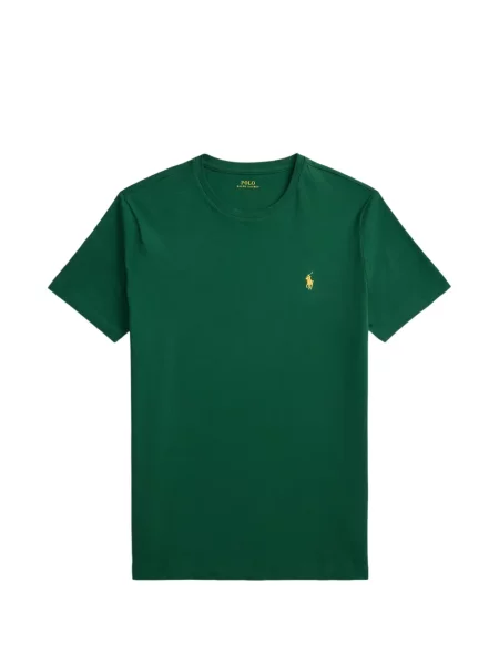 Вълнена поло тениска Polo Ralph Lauren с връзки с принт синьо
