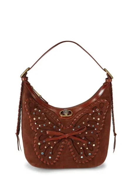 Kurt Geiger London geantă pentru femei din piele întoarsă Chelsea maro