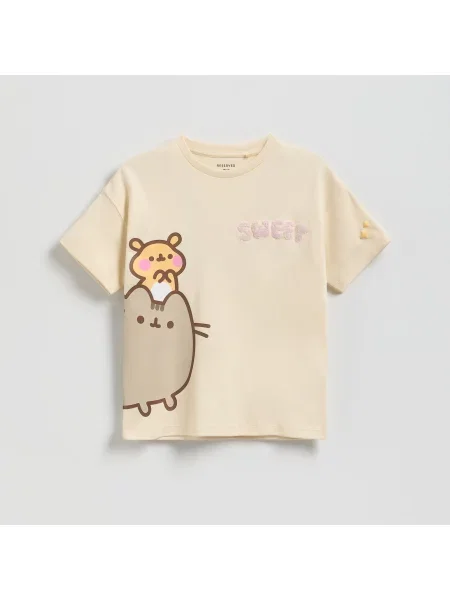 Reserved Tričko Pusheen béžová