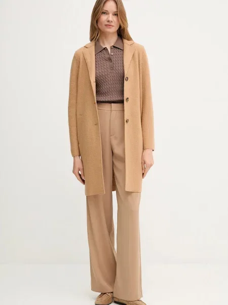 Вовняне пальто OUI коричневий