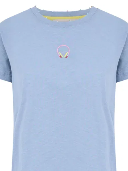 Tricou Mira Mikati cu broderie albastru