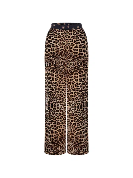 Pantaloni Camilla cu imprimeu animal print maro