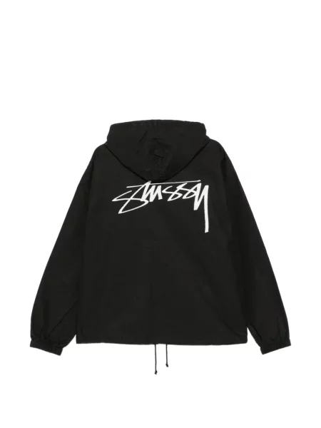 Geacă Stüssy cu glugă cu imagine negru