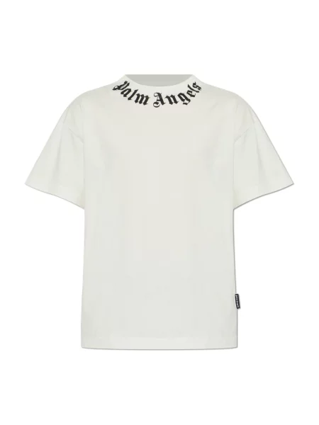 T-shirt Palm Angels Neck Logo Regular Tee UNISEX Off White/ Black L biała