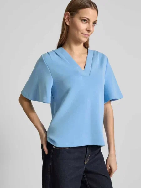 T-shirt z dekoltem w serek model ‘TENNY’ Selected Femme
