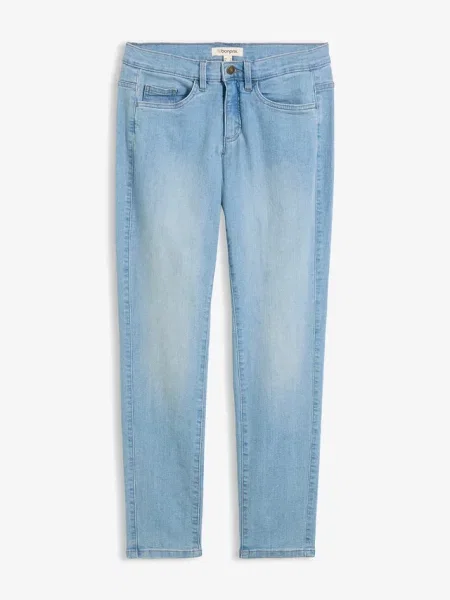 Jeansy ze stretchem mid waist prosta nogawka niebieskie