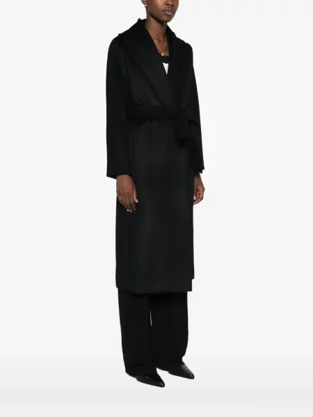 Cu centură lung palton Max Mara negru