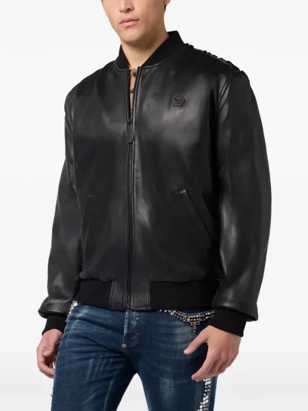 Кожено яке Philipp Plein черно