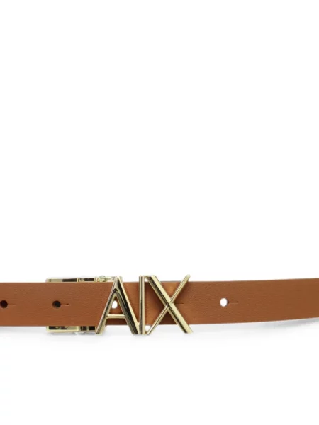 Curea Armani Exchange din piele cu autograf maro
