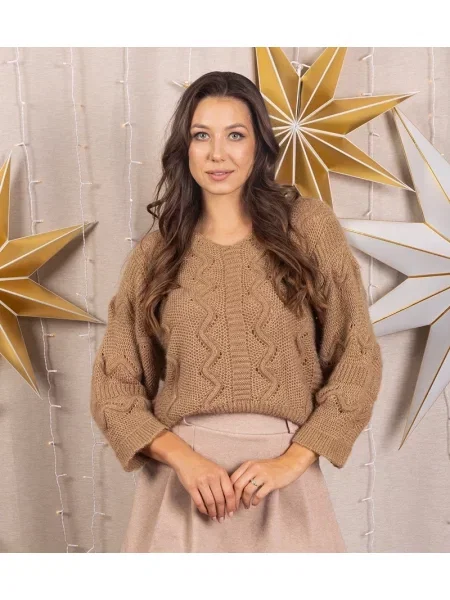 Pulover Ur/ceo cu mâneci lungi lung maro