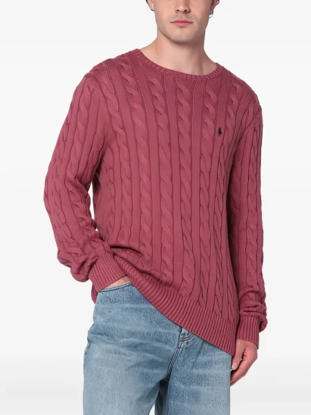 Pulover Polo Ralph Lauren cu broderie cu decolteu rotund roz