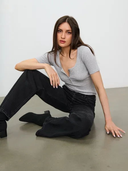 Джинси wide leg чорний