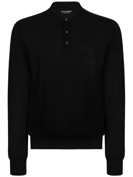 Polo Dolce & Gabbana cu broderie din cașmir negru
