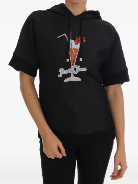 Scurt hanorac cu glugă Dolce & Gabbana negru