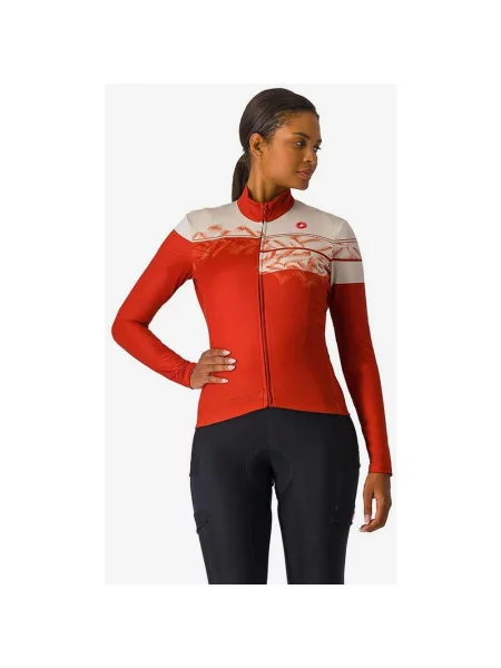 Koszulka rowerowa Castelli Unlimited Thermal 2 długi rękaw czerwony S biały