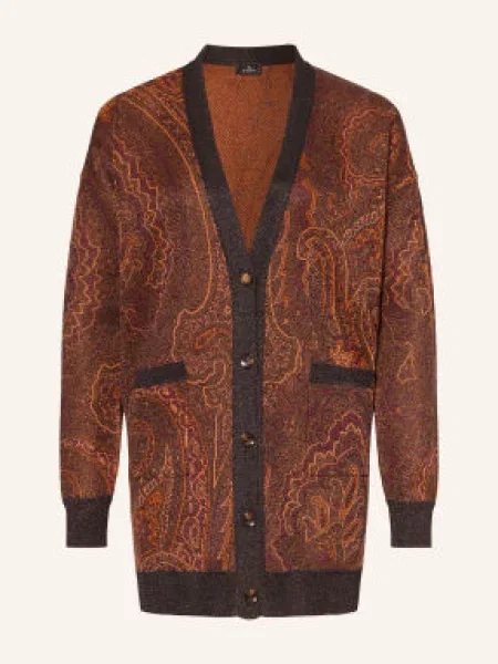 Etro Kardigan Z Błyszczącą Przędzą rot pomarańczowy