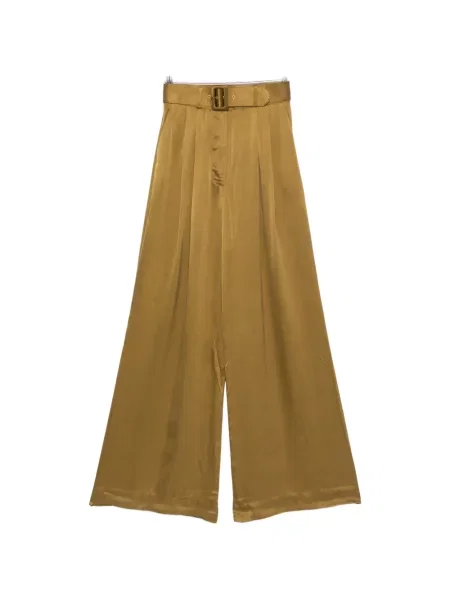 Cu centură pantaloni palazzo Zimmermann din satin verde