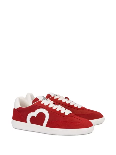 Sneakerși Love Moschino cu șireturi din dantelă roșu