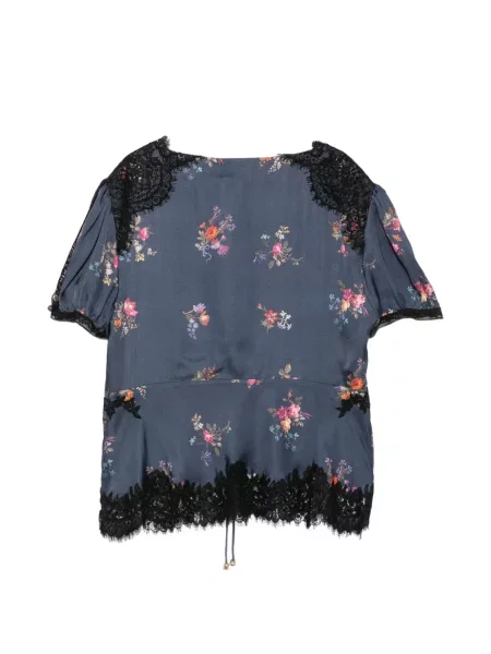Top Self-portrait cu model floral cu imagine din dantelă gri