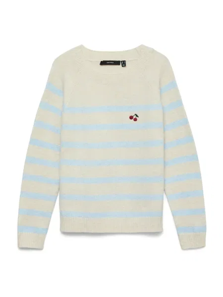 VERO MODA Pulover VMDOFFY crem / albastru deschis / verde / carmin roșu