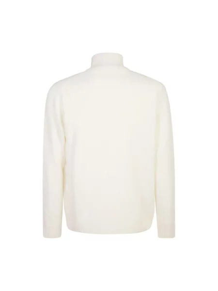 Sweter Roberto Collina wełniany z wysokim kołnierzem biały