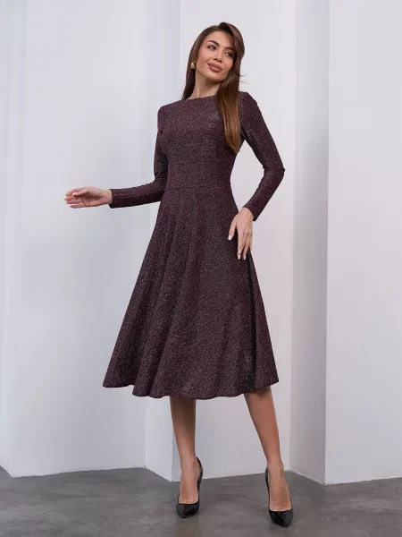 Сукня міді ISSA Plus комбінований верх бордовий