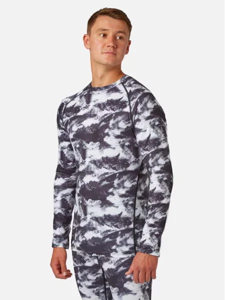 Тепловое лонгслив Surfanic с принтом с круглым вырезом белый