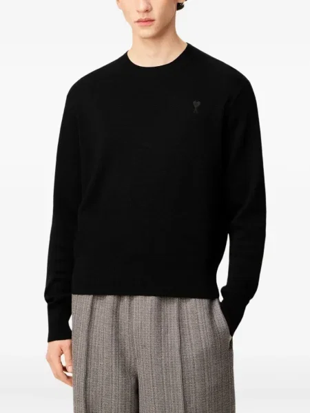 Pulover Ami Paris cu decolteu rotund negru