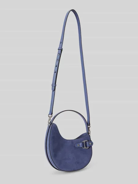Torba na ramię z naturalnej skóry Lauren Ralph Lauren niebieska