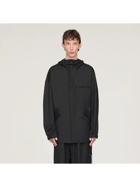 Koszula z dodatkiem wełny Refined Wool relaxed ze stójką czarny