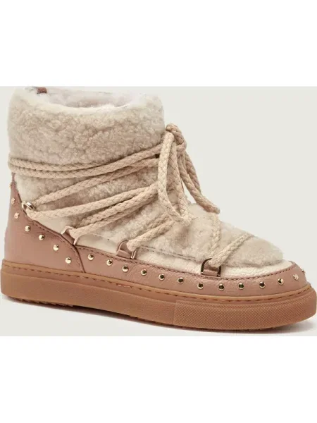INUIKII Bocanci CURLY ROCK | shearling | skóra bej
