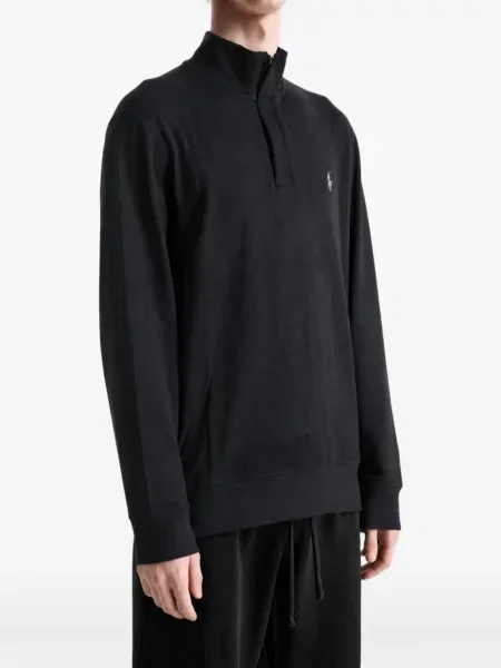Geacă Polo Ralph Lauren cu broderie din fleece negru