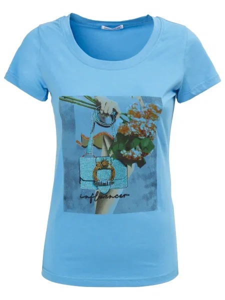 Influencer Tričko nebeská modř / mix barev