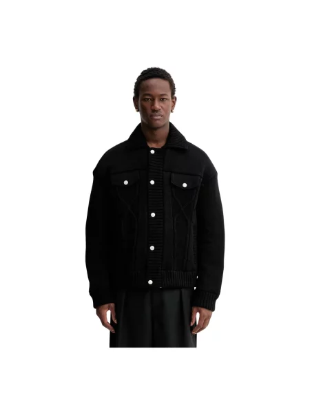 Kenzo kurtka Knitted Down Jacket zimowa oversize czarny
