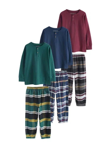 Next Pijamale bleumarin / verde smarald / roșu bordeaux negru