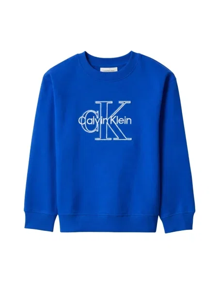 Calvin Klein Kids Mikina CALVIN KLEIN JEANS kids TERRY MONOLOGO CN FELPA' modrá