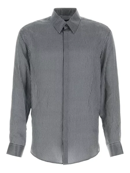 Svilena košulja Giorgio Armani s printom crna