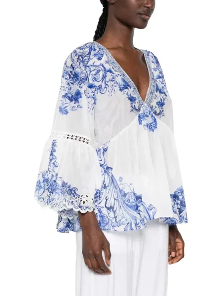 Bluză Camilla cu model floral cu imagine alb